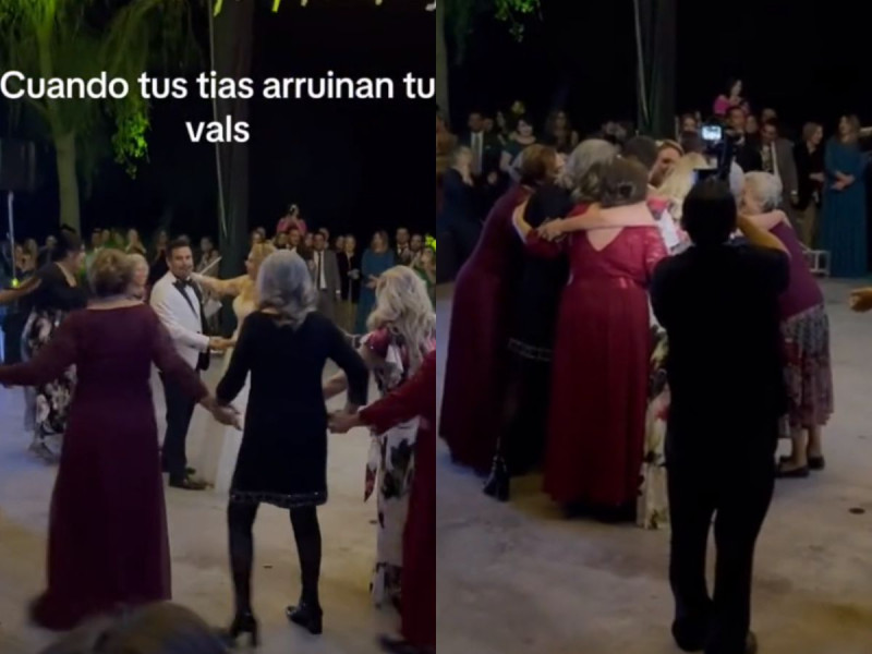 VIDEO: Tías interrumpen el romántico vals durante una boda y dividen opiniones