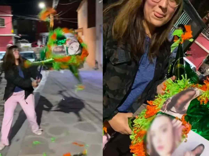 VIDEO: Jóvenes celebran posada rompiendo piñata con fotos de sus exnovios