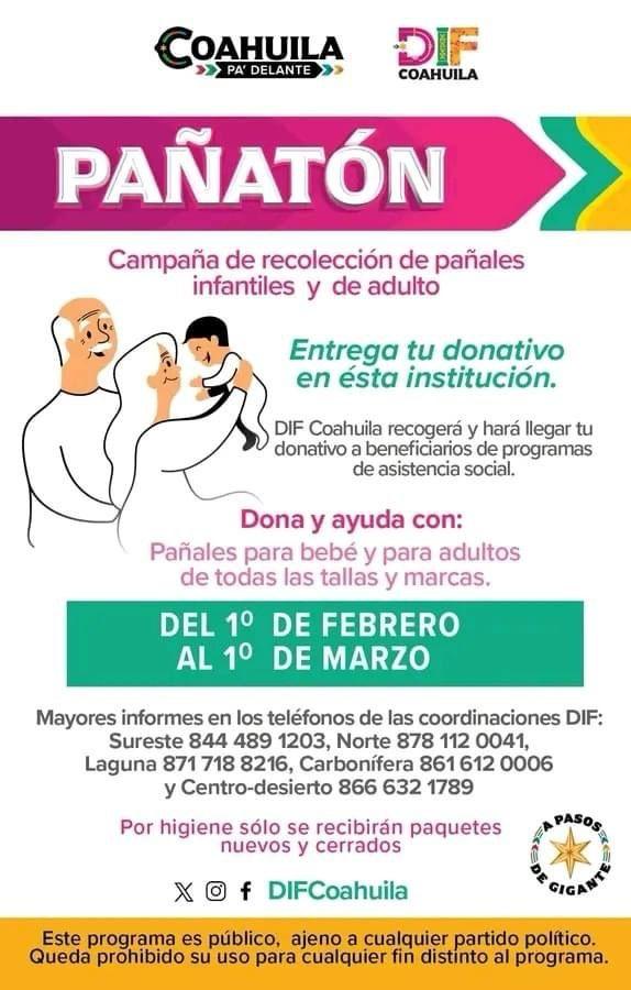 Inicia DIF Ciénegas colecta de pañales
