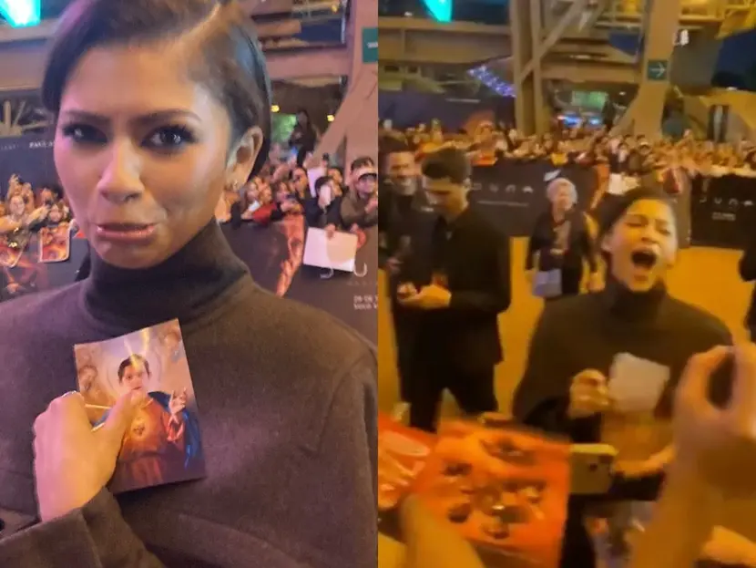 VIDEO: Fan regala a Zendaya imagen de ‘San Tom Holland’ en CDMX; así reaccionó la actriz