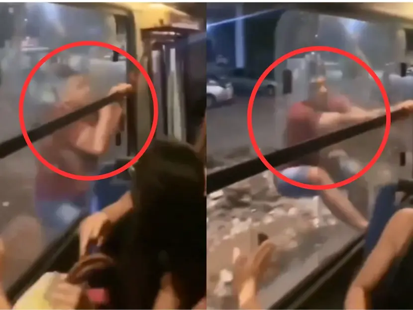 VIDEO: Un hombre se sube a un camión en movimiento para perseguir a su novia infiel