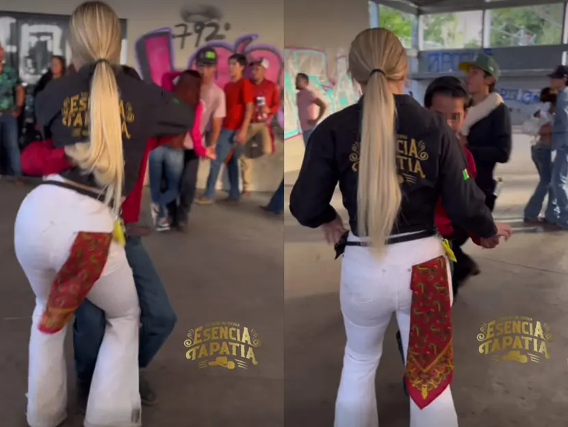 Alumno saca a bailar quebradita a su guapa maestra; VIDEO se viraliza 