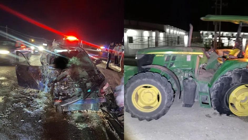 Familia choca contra tractor en carretera Torreón-San Pedro