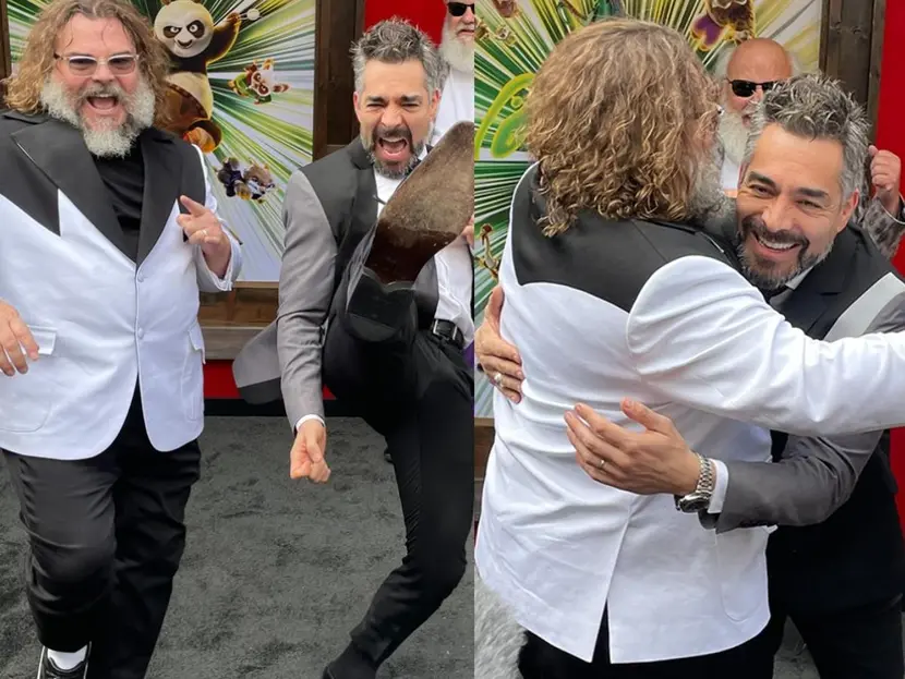Omar Chaparro y Jack Black se reúnen en premier de Kung Fu Panda 4