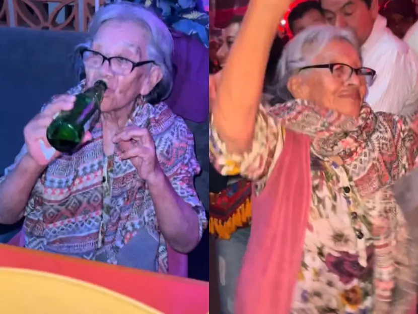 VIDEO Se llevan a su abuelita de antro y así disfrutó con sus nietos