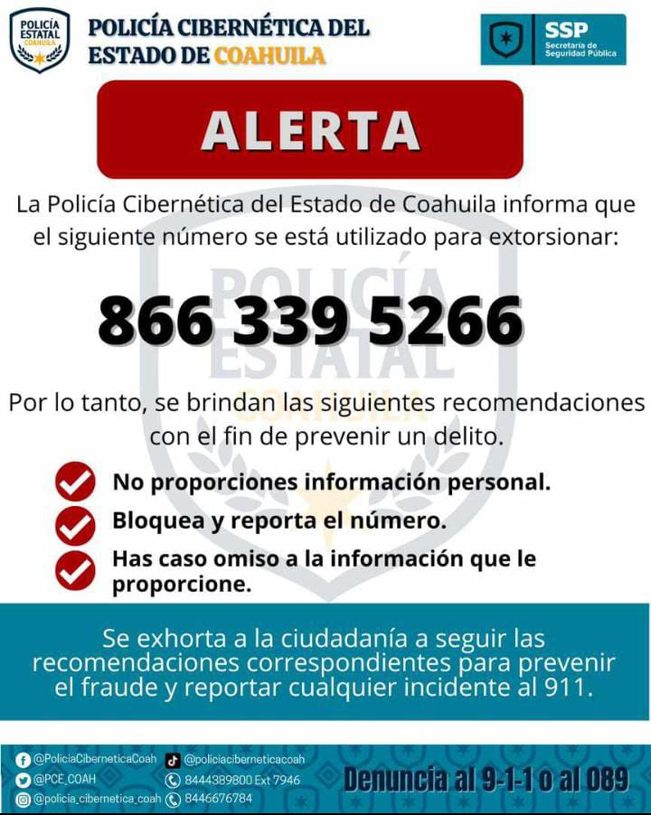 Extorsionan en Monclova con lada local