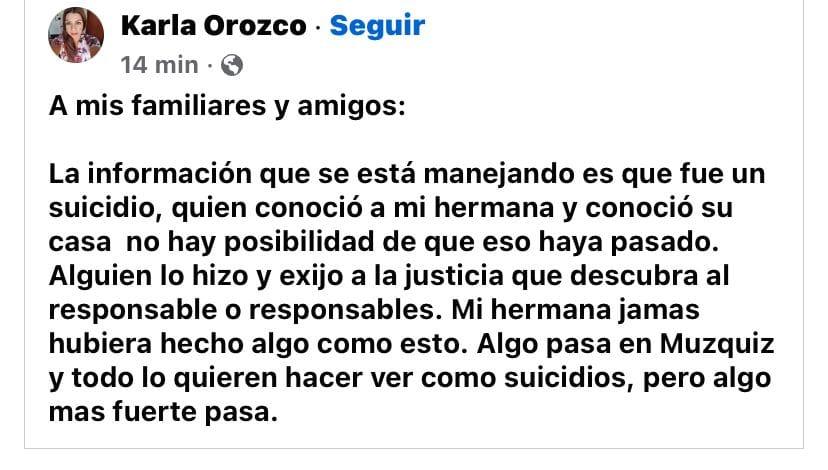 Rechazan familiares de Corina versión de suicidio