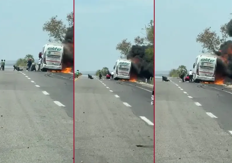 Se incendia autobús de pasajeros en Angostura, Sinaloa; reportan al menos tres muertos
