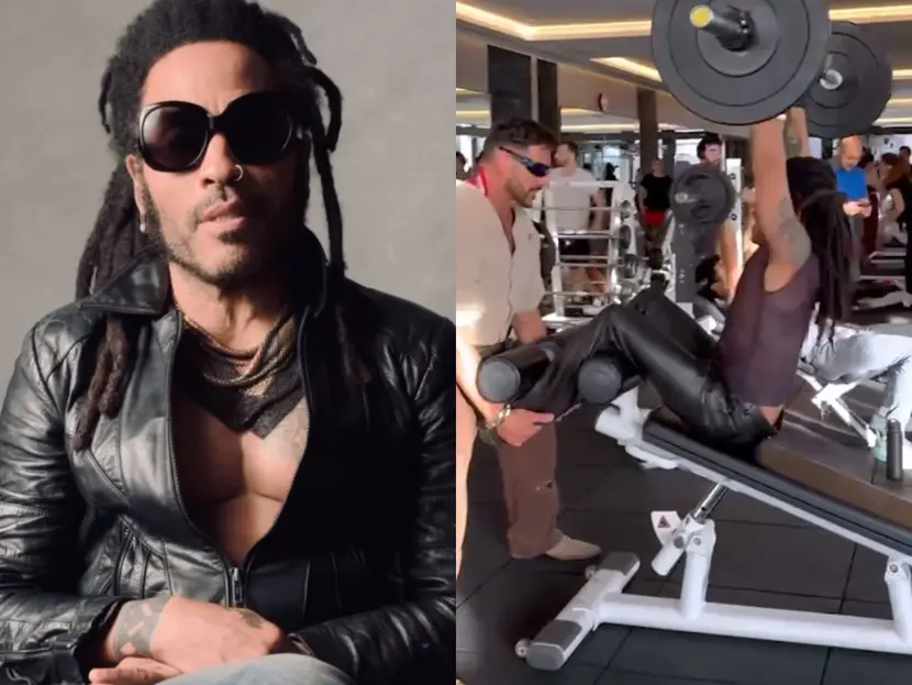 Lenny Kravitz hace ejercicio con pantalón de cuero y botas; causa sensación