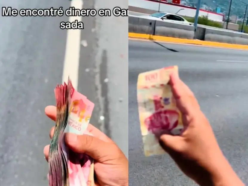 Motociclista arriesga su vida por recolectar billetes tirados en calles de Monterrey