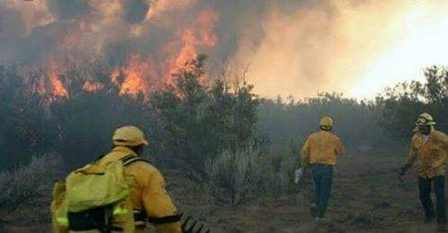 Tania en la grilla y la sierra incendiándose