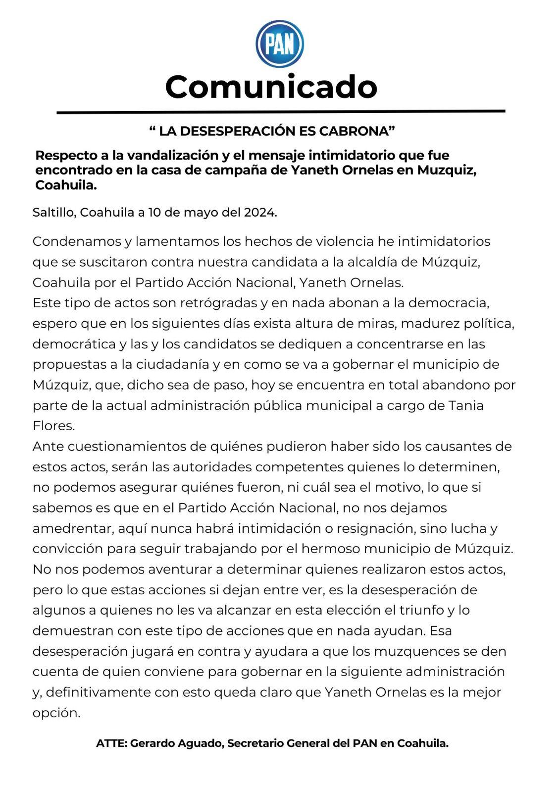 Está Múzquiz mal administrado: PAN