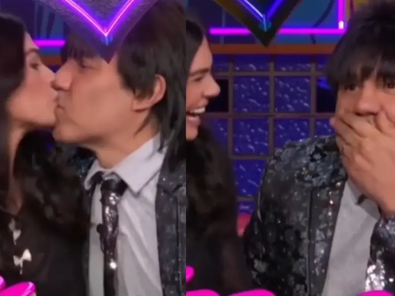 Livia Brito le roba un beso a Adrián Uribe; así reaccionó el actor