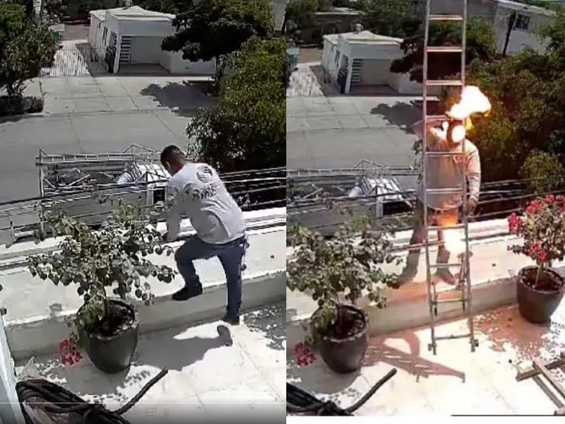 Joven sufre descarga eléctrica y cae del techo de un negocio en Sinaloa