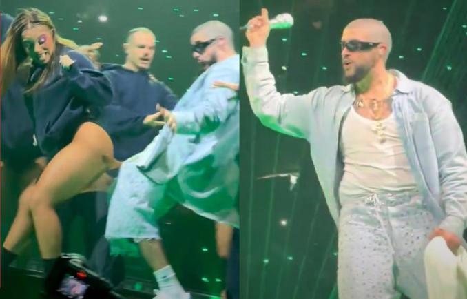 Bad Bunny sufre PENOSO accidente con su bailarina en pleno escenario