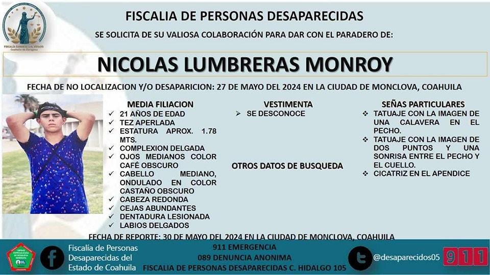 No encuentran a joven de 21 años
