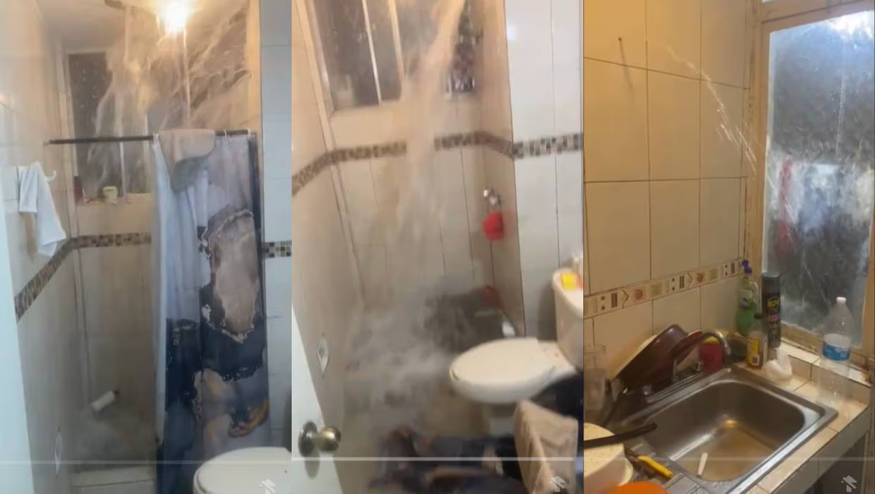 Mujer comparte en video cómo el techo de su baño colapsó por las recientes lluvias en Nuevo León