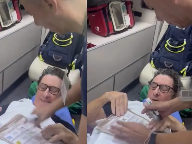 Hombre con fractura en pelvis llega en ambulancia a casilla para votar