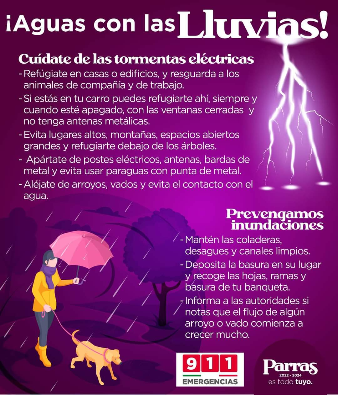 Para Parras se esperan lluvias aisladas y sí se suspenden clases