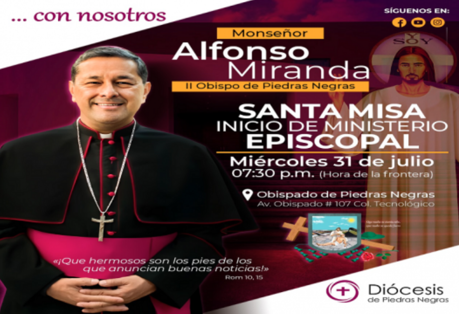 Invitan a recibir a Mons. Alfonso Miranda en PN
