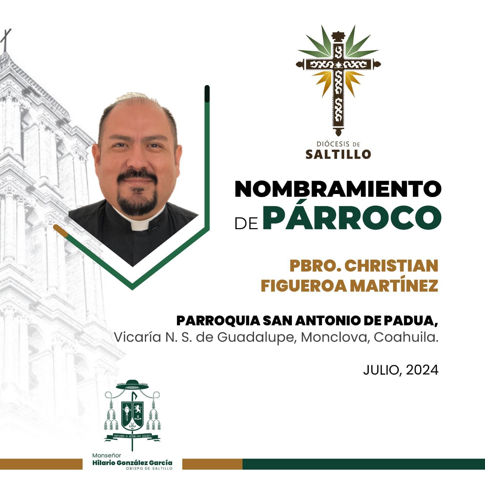 Llegará Padre Christian a San Antonio de Padua