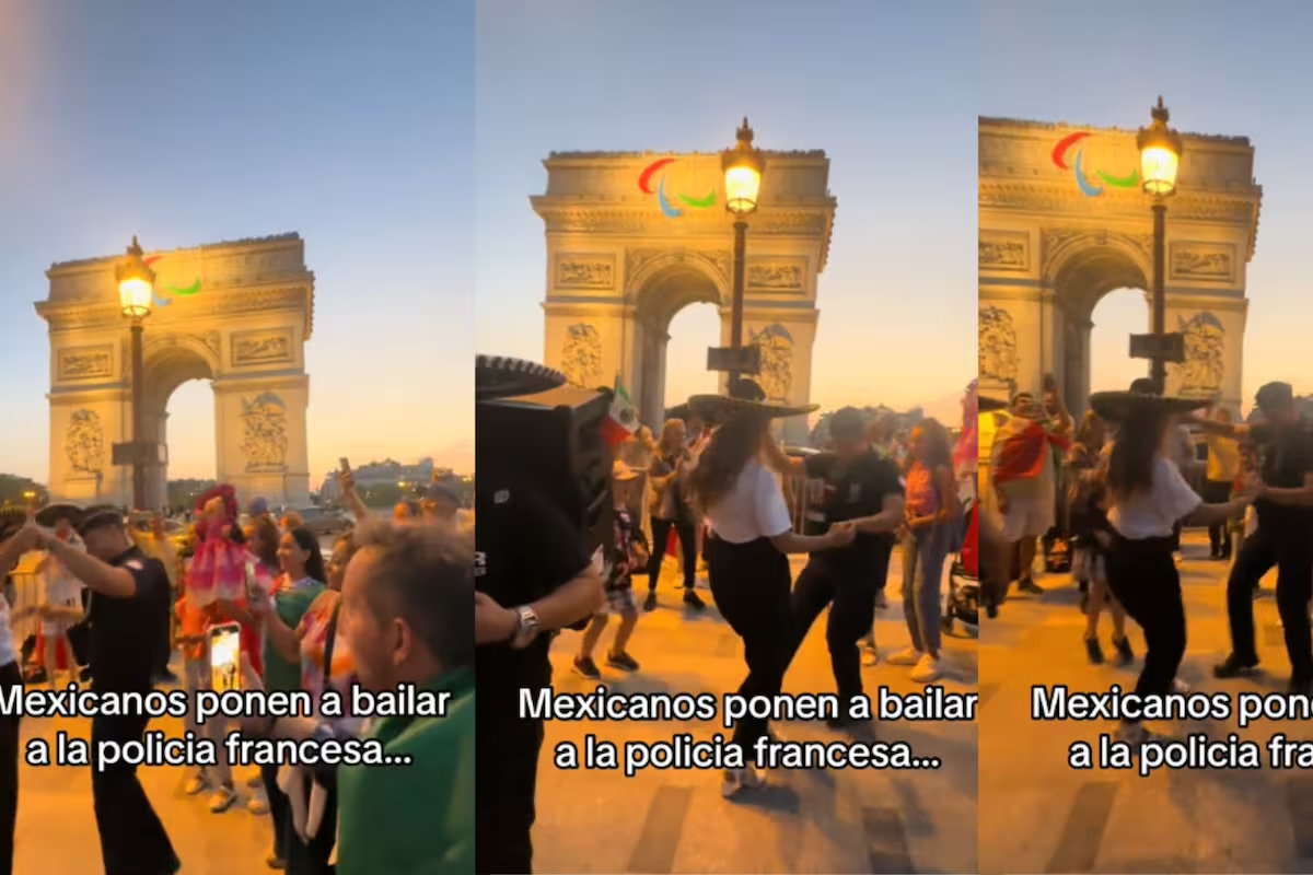Mexicana saca a bailar a un policía francés en el Arco de Triunfo