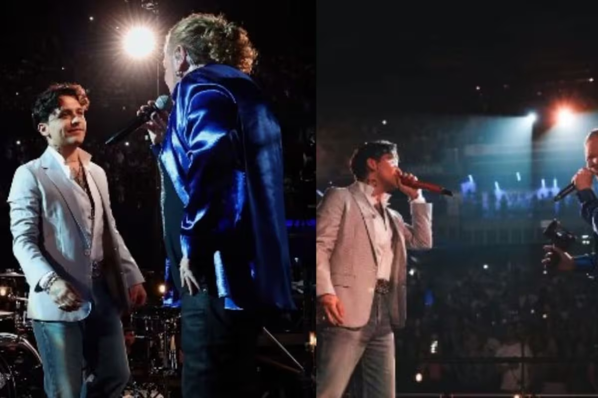 Christian Nodal hace aparición sorpresa en el concierto de Maná en Madrid
