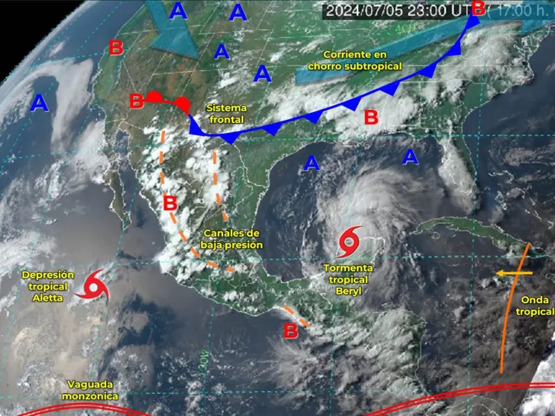 Clima México hoy:’Beryl’ seguirá provocando lluvias en varios estados