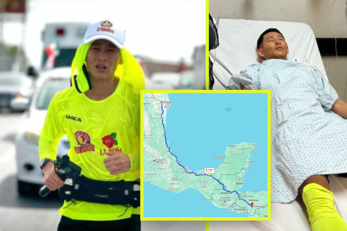 Shin Fujiyama planea correr 3 mil kilómetros desde Tamaulipas hasta Honduras; sufrió un golpe de calor en el primer día
