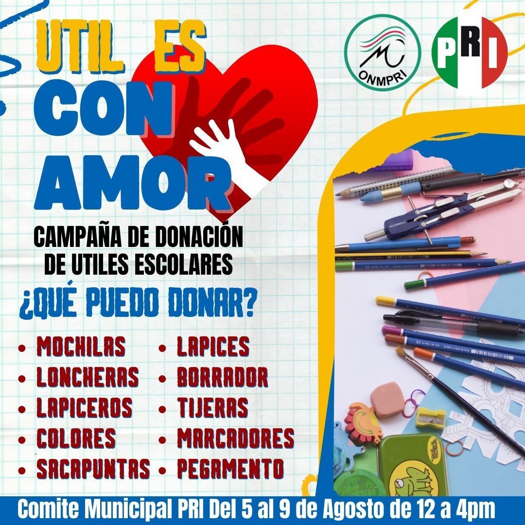 Inician campaña de donación de útiles
