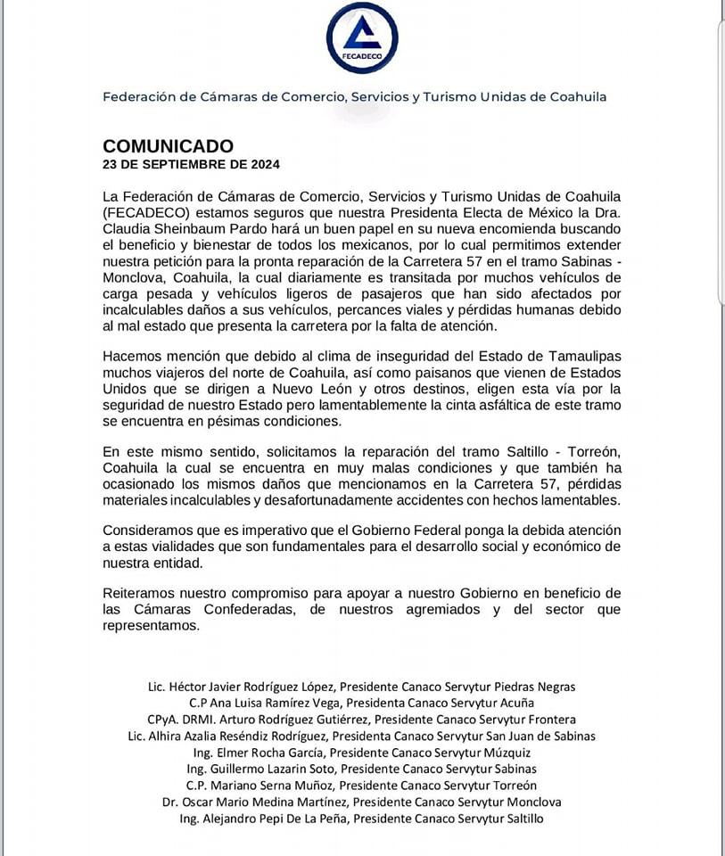 Piden a AMLO y Claudia reparar las carreteras