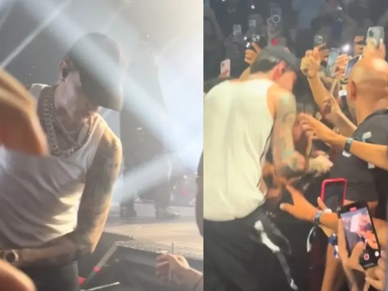 VIDEO: Peso Pluma baja del escenario para cantar con niño con discapacidad