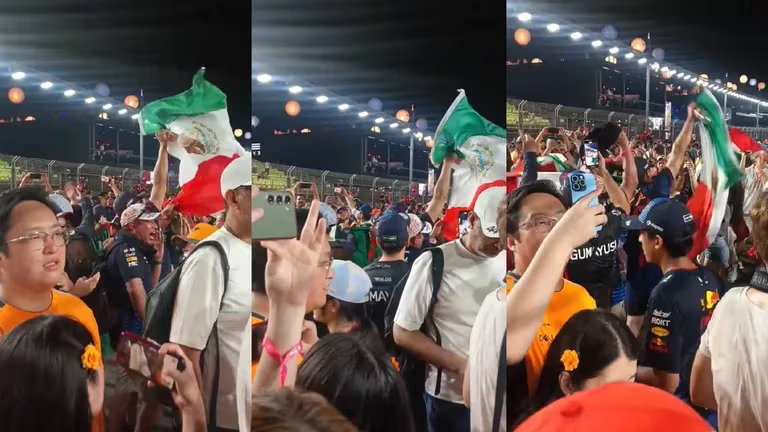 Con el ‘Cielito Lindo’ mexicanos apoyan a Checo Pérez en el Gran Premio de Singapur en la F1