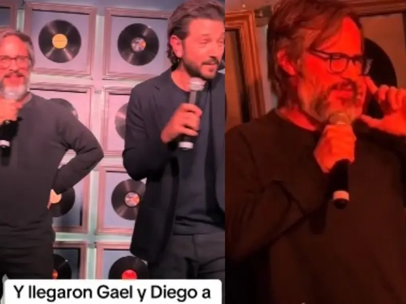 Gael García y Diego Luna llegan de sorpresa a karaoke y cantan canción de ‘Rudo y cursi’