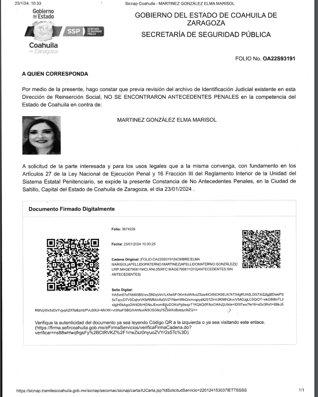 Otorga gratis: cartas de no antecedentes