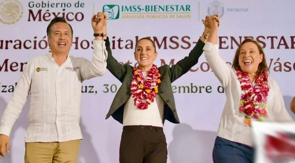 «Se va a ir a trabajar conmigo», afirma Sheinbaum desde Veracruz en el último día del gobierno de Cuitláhuac García
