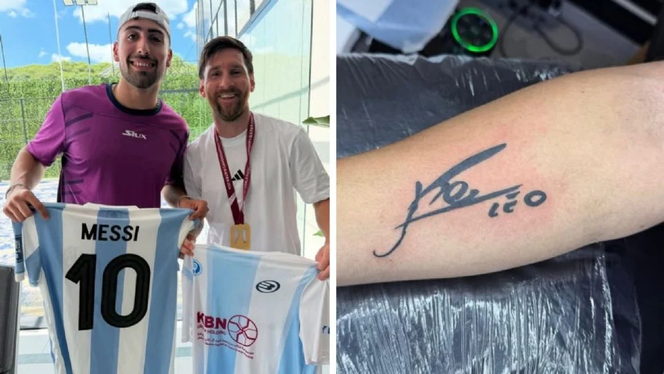Campeón mundial de pádel convive con Messi y se tatúa su firma en el brazo: “Te llevo en mi cuerpo toda la vida”