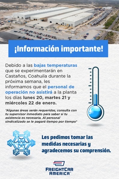 Programan por frío paro en industrias