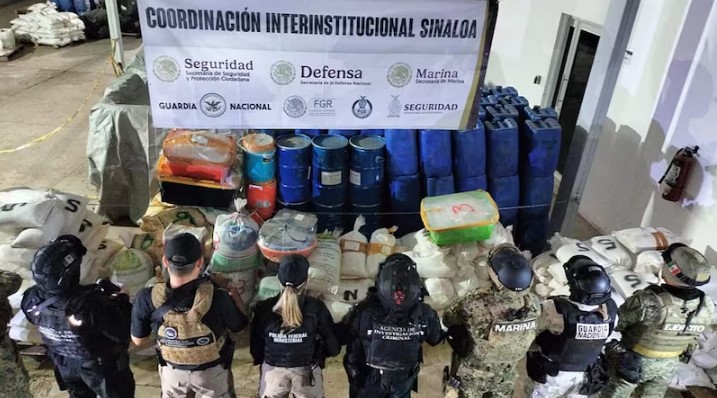 Aseguran casi 5 toneladas de metanfetamina en Culiacán, el mayor decomiso en el gobierno de Sheinbaum