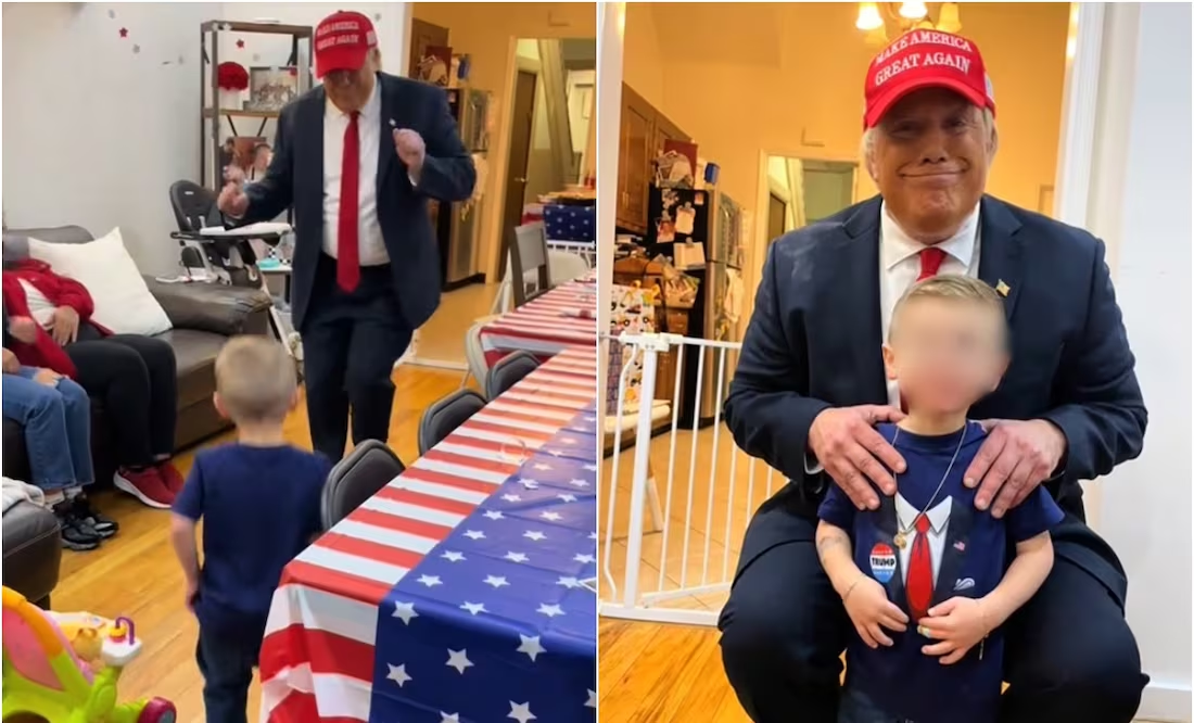 Doble de Trump sorprende a niño en su cumpleaños y se viraliza en TikTok