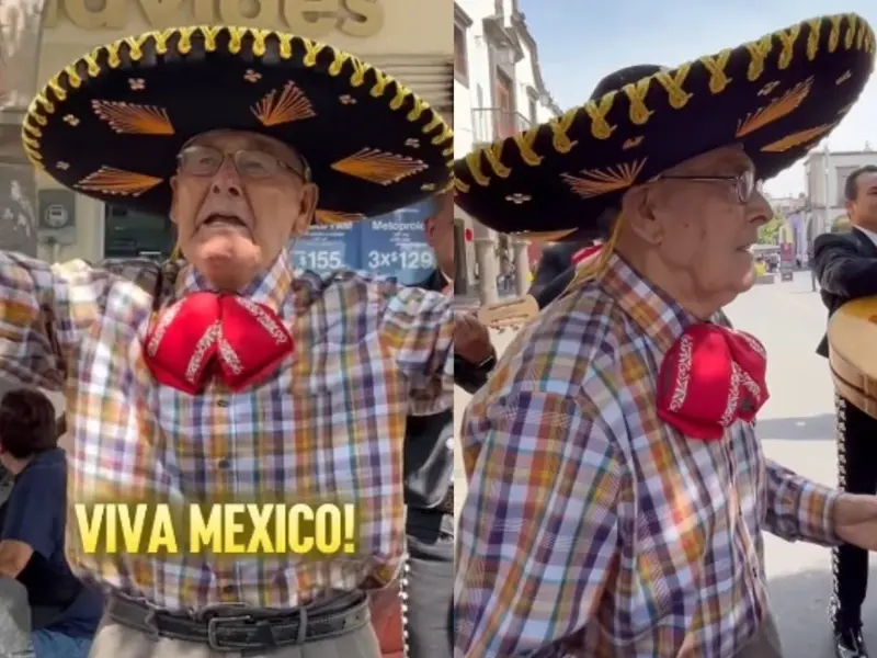 Abuelito viaja de Chile a México para cumplir su sueño de cantar con mariachi; así fue el tierno momento