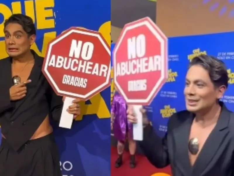Ricardo Peralta aparece en evento con letrero de ‘no abuchear’ tras polémica en premiere de ‘Wicked’