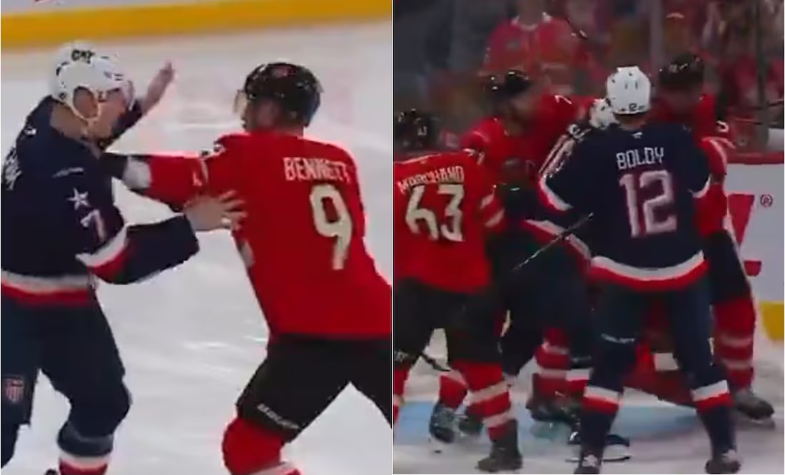 Jugadores de Canadá y Estados Unidos se pelean en duelo de hockey; reaccionaron tras abucheos al himno estadounidense