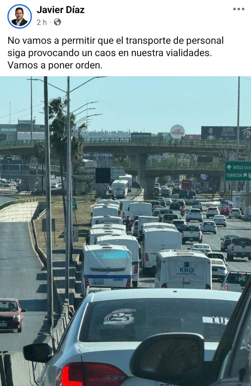 Pondrá Javier Díaz orden a transporte de personal en Saltillo