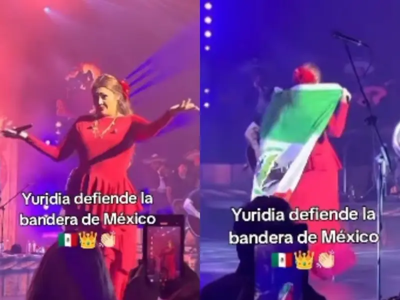 Yuridia defiende la bandera de México en concierto en Estados Unidos; le aplauden su gesto