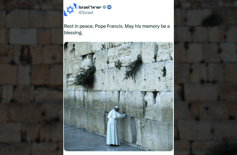 Comparte Israel condolencias por Papa y las borra