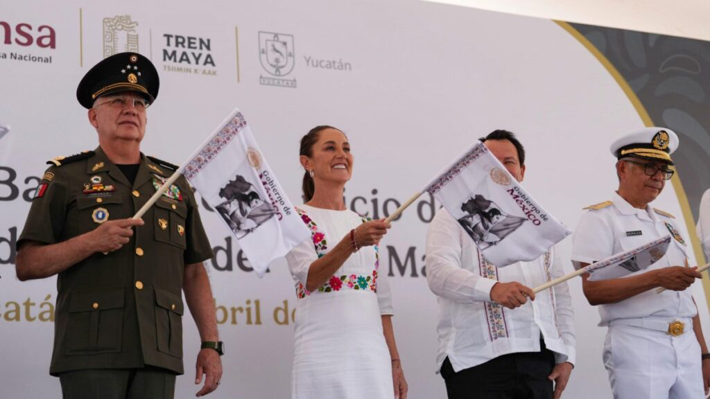 Da Sheinbaum banderazo a obras de tren de carga del Tren Maya