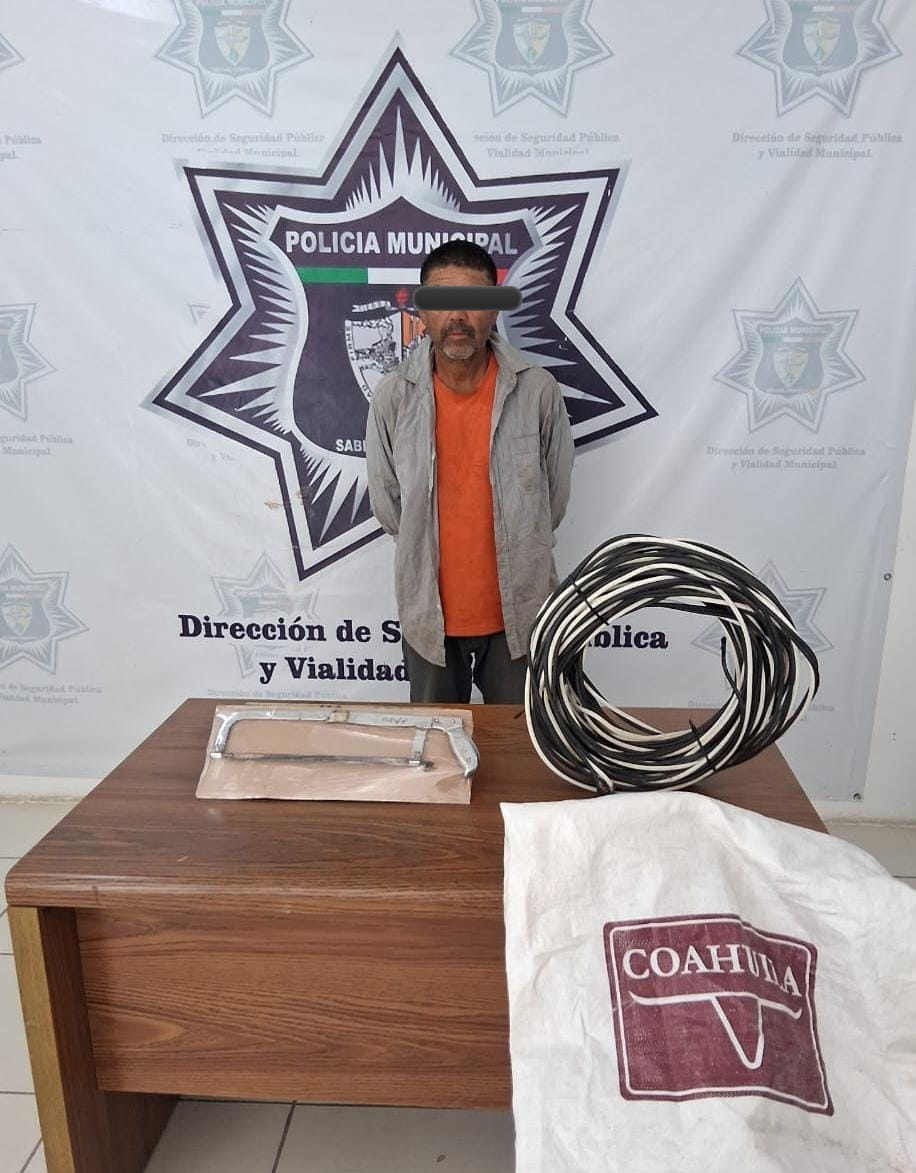 Atrapan a ladrón con cableado eléctrico en Sabinas.