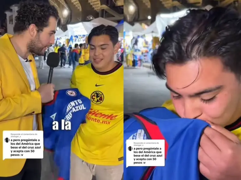 Por 2 mil pesos, aficionado del América besa el escudo de Cruz Azul y desata polémica
