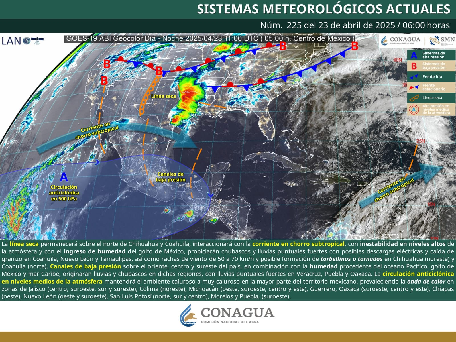 SE ESPERAN LLUVIAS FUERTES Y POSIBLE FORMACIÓN DE TORBELLINOS O TORNADOS EN COAHUILA